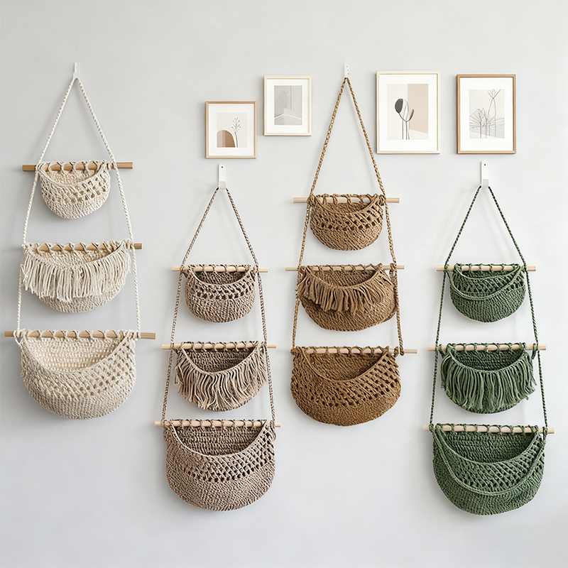 Woven Wall Basket - El Dokuması Pamuk Halat 3 Katlı