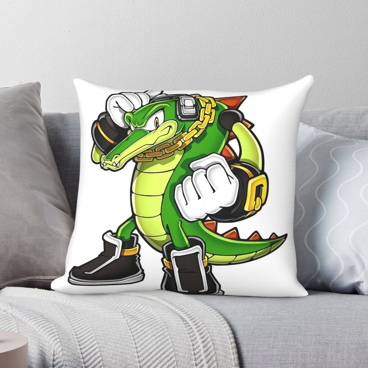 Home Decor Vector - Vektör Timsah Kare Yastık Kılıfı Polyester
