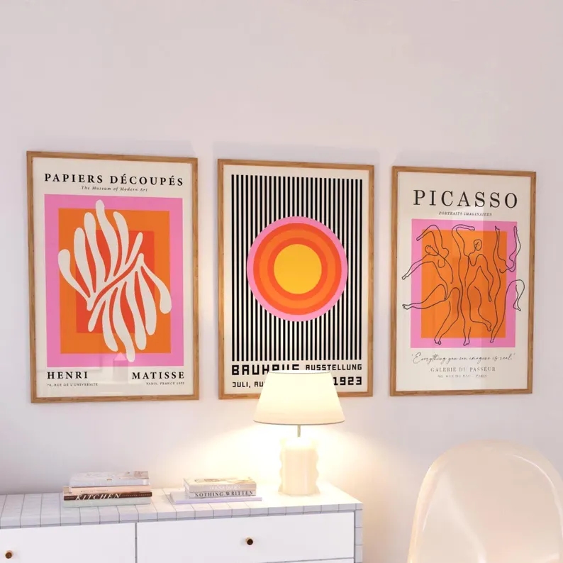 Home Decor On Wall - 3 adetModern Turuncu Bauhaus Ve Picasso