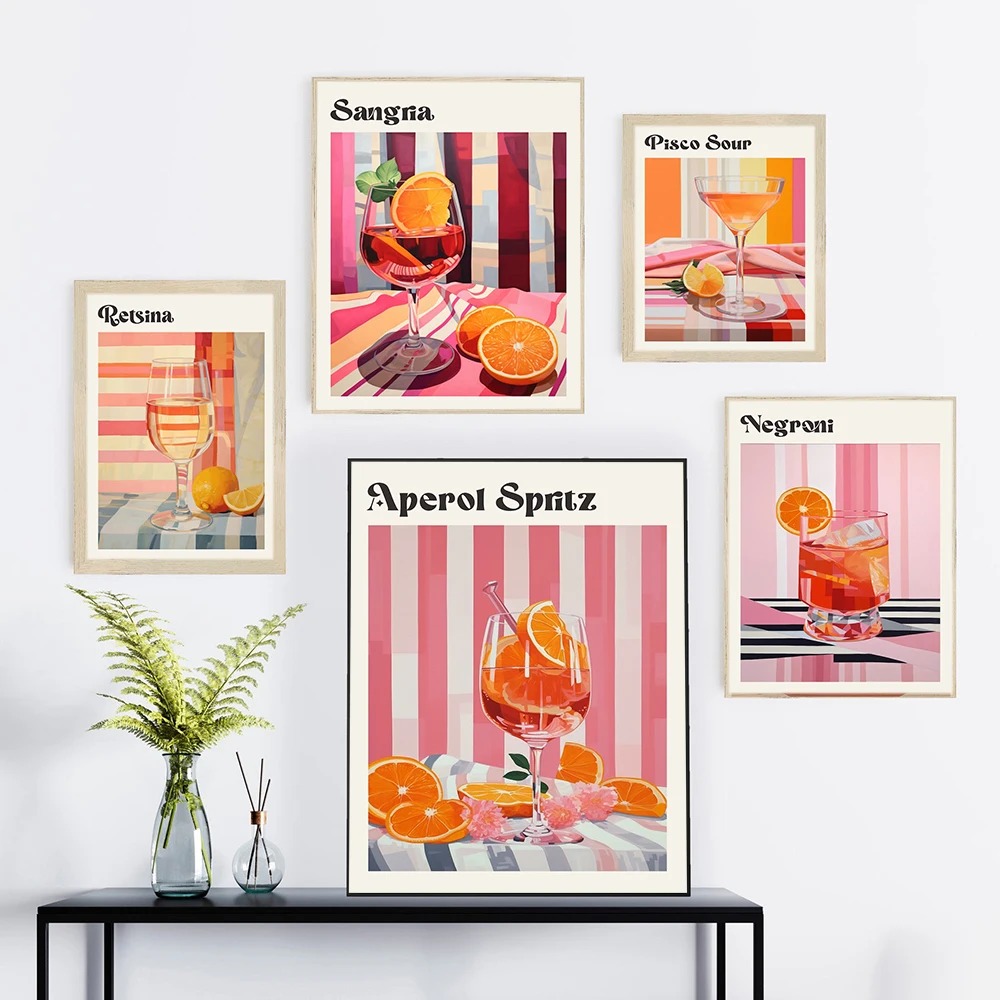 Home Decor Shop - Karikatür Meyve Suyu Aperol Spritz Posterler