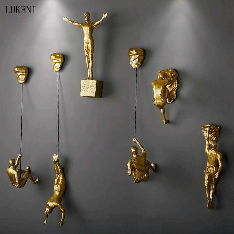 Abstract Sculpture Resin - Özelleştirilebilir altın Retro kaya tırmanışı karakter