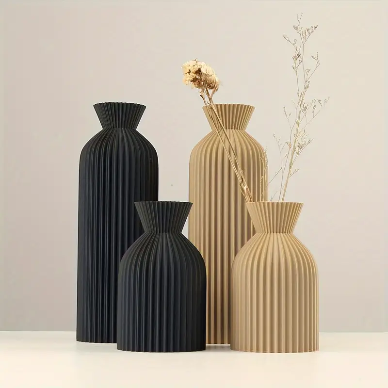 Home Decor Aesthetic Pinterest - Zarif Siyah Plastik Vazo - Ev,