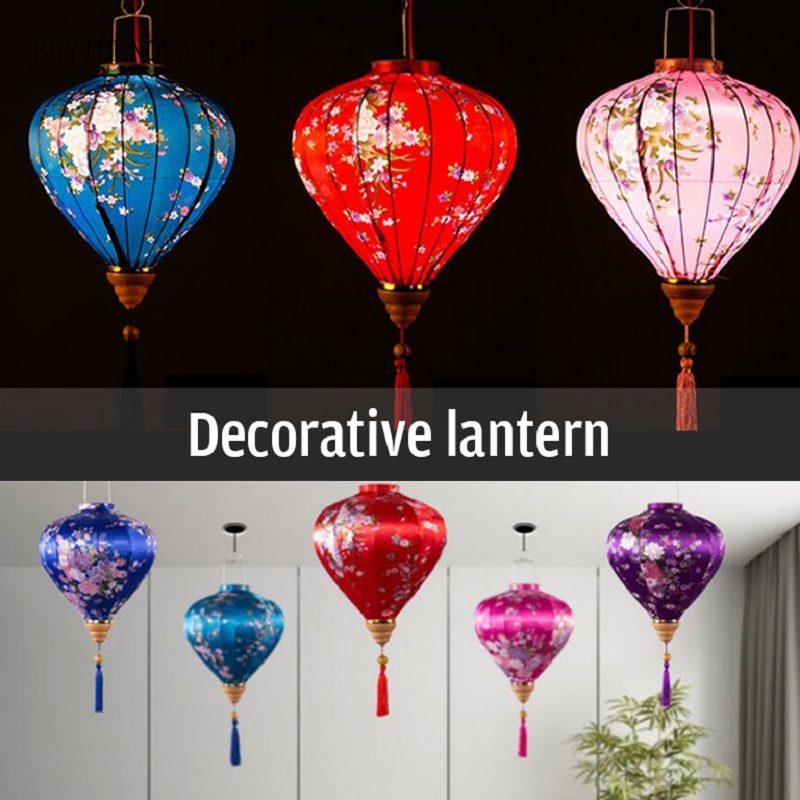 Home Decor Vietnam - Vintage İpek Fenerler 12 inç Vietnam