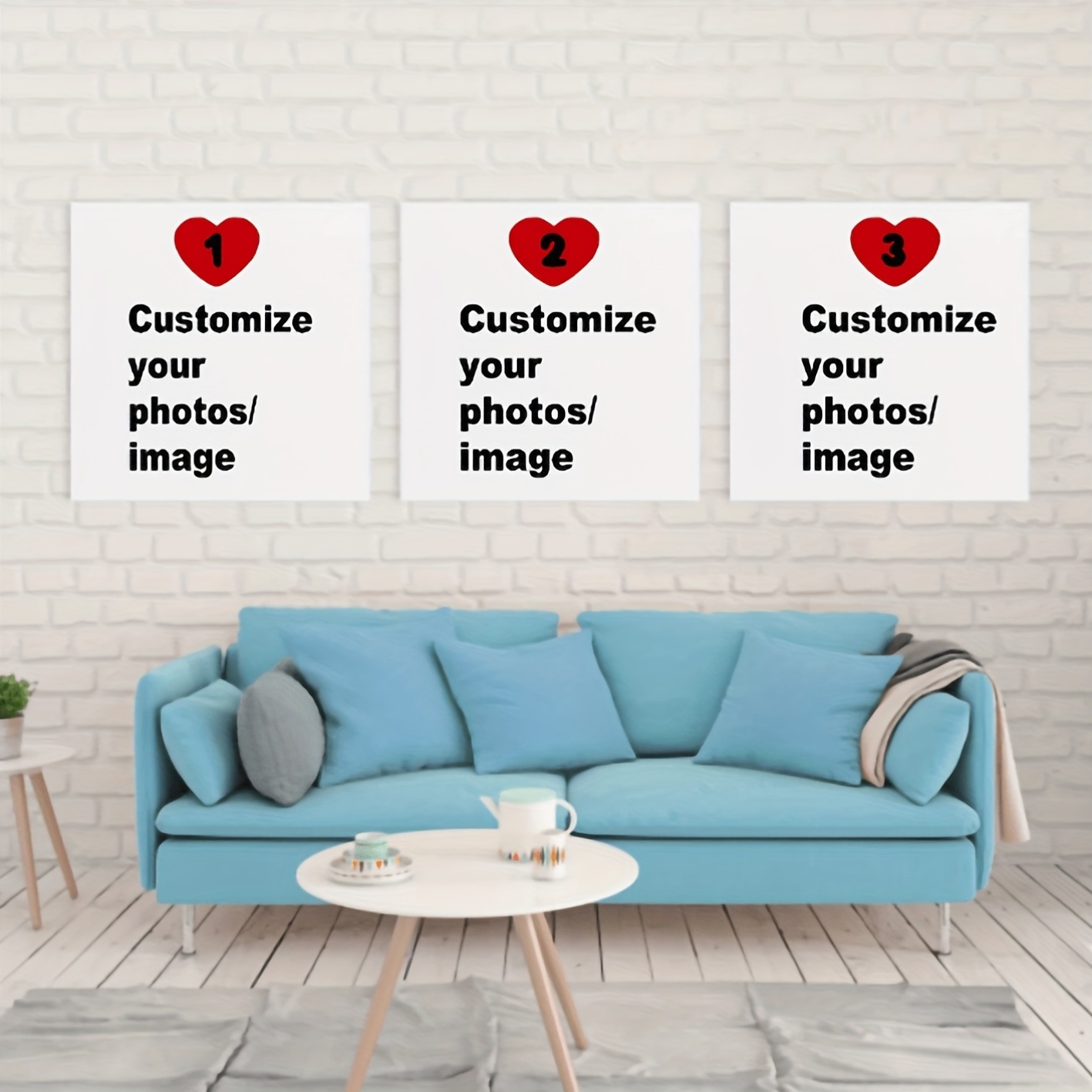 Home Decor Theme - 3'lü/set Özel Kare Kanvas Poster Kişiselleştirilmiş