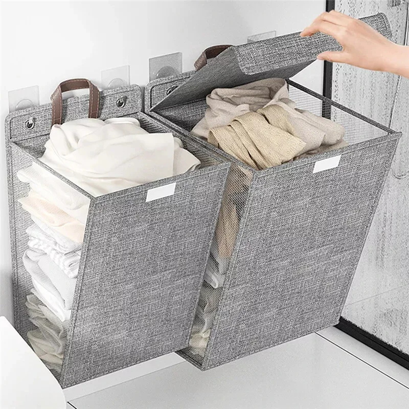 Woven Wall Basket - 1 adet katlanabilir yapışkanlı çamaşır sepeti