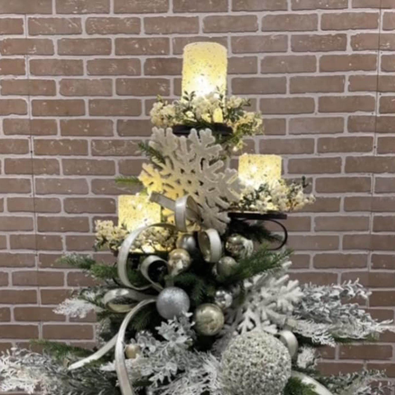 Home Decor Xmas Tree - Metal Siyah Üçlü Ağaç Tepesi Şamdanı,