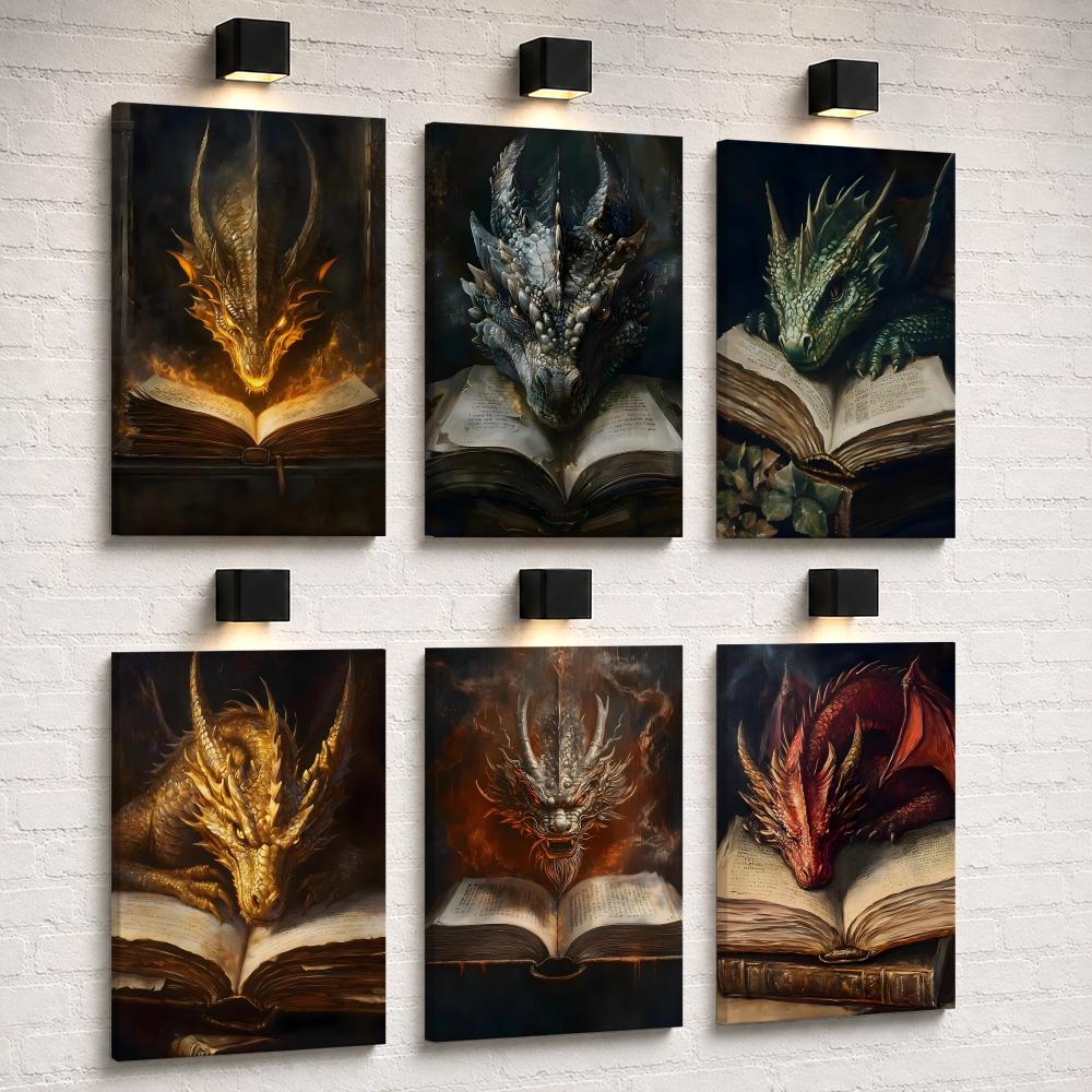 Home Decor Gothic - Gotik Fantazi Ejderha Desenli, Asılabilir Kanvas