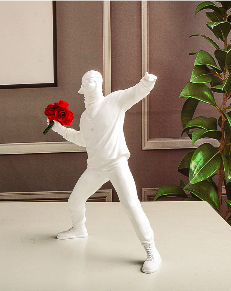 Abstract Sculpture Resin - Banksy hala çiçek dekorasyonu soyut sanat
