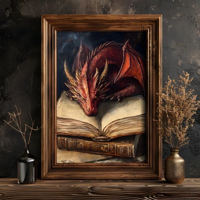 Büyük Ejderha Kitap Okuyan Pos - Home Decor Gothic incelemesi ve fiyatı
