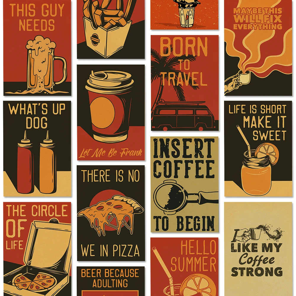 Kahve Vektör Poster Seti Retro - Home Decor Vector incelemesi ve fiyatı